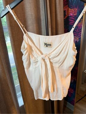 Show Me Your MuMu Cream Tie-Front Spaghetti Strap Tank